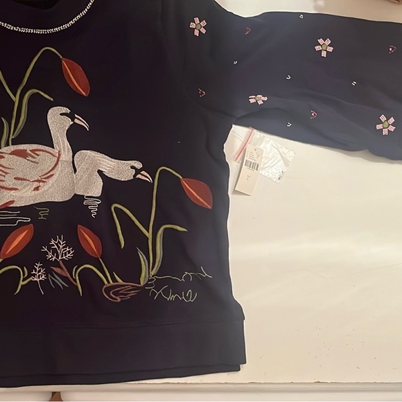 NWT Anthropologie Maeve embroidered beaded sweatshirt - Picture 6 of 6